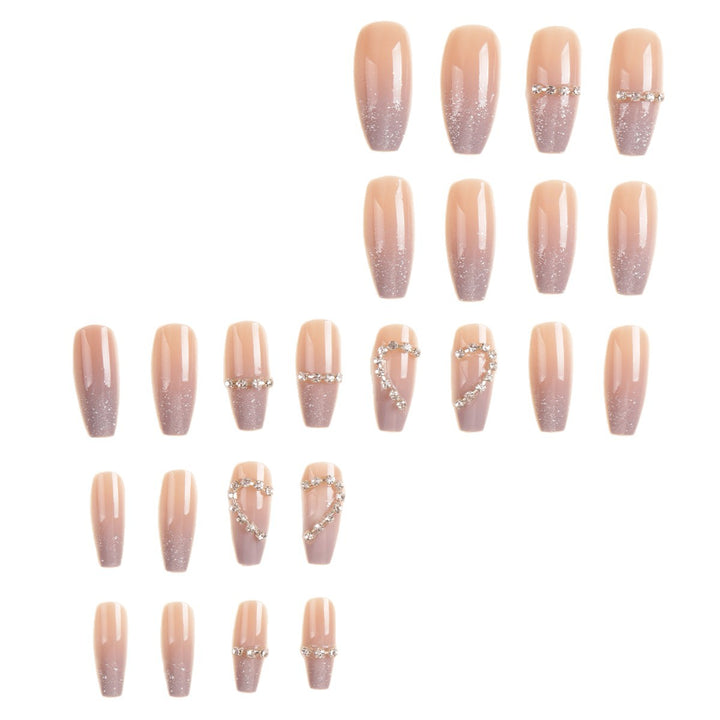 Heart-Shaped Rhinestone Press-On Nail Art Stornfield