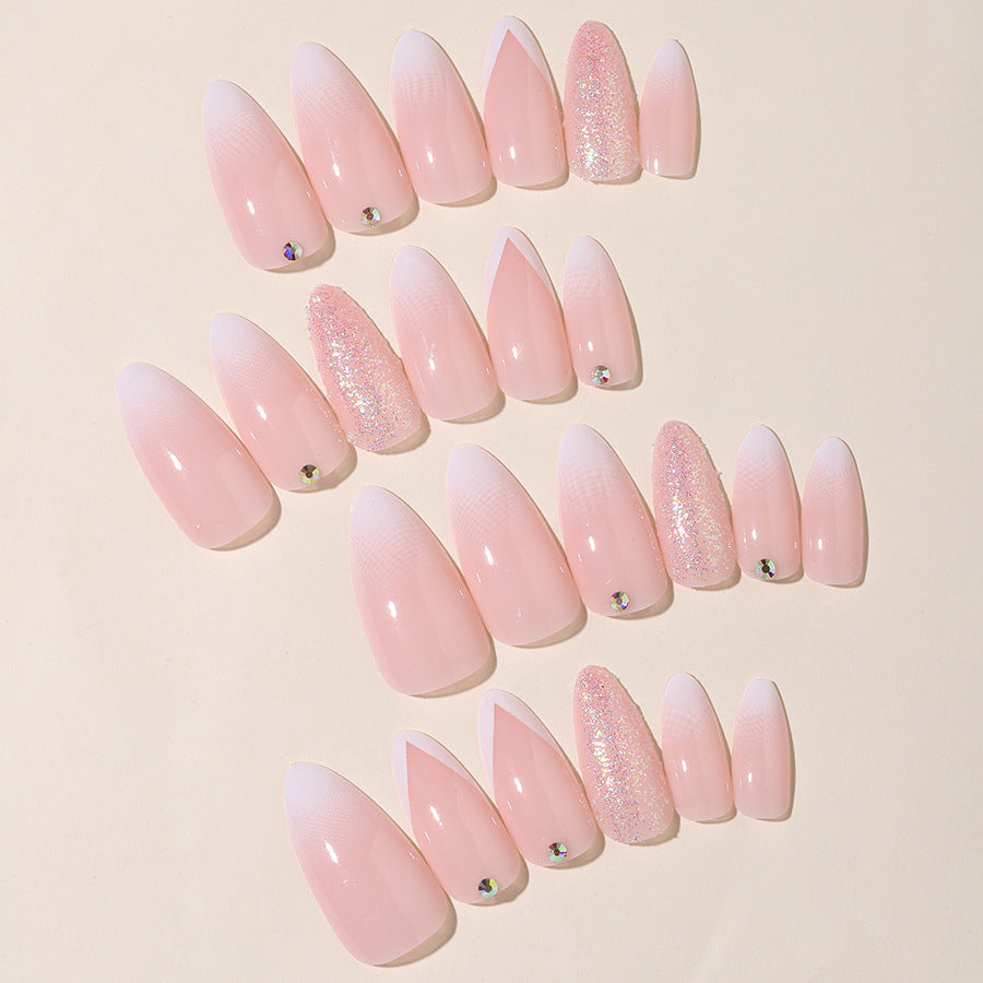 Elegant Press-On Nail Tips Set with Glitter and Ombre Design Stornfield