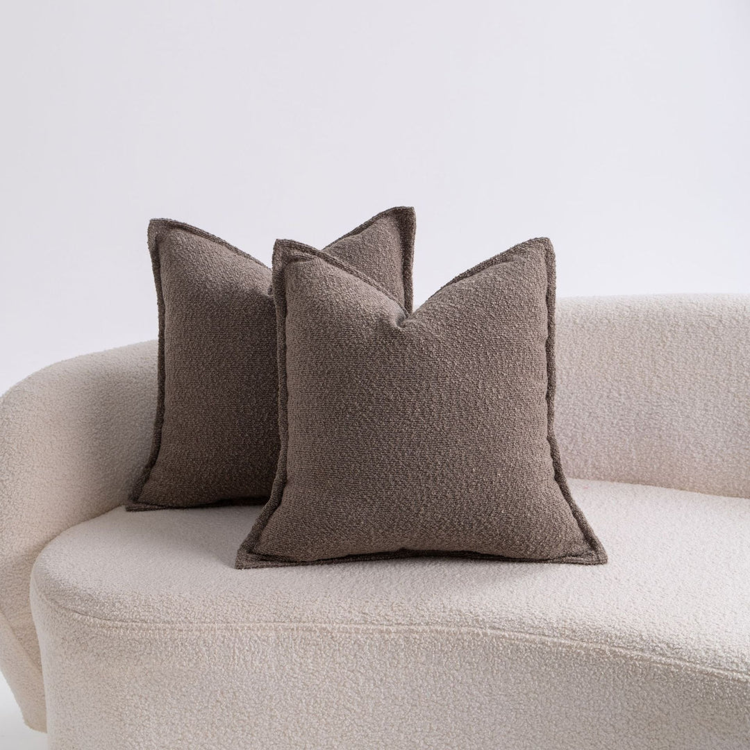 Premium Bouclé Square Cushion Pair with Sculpted Seams and Hidden Zip
