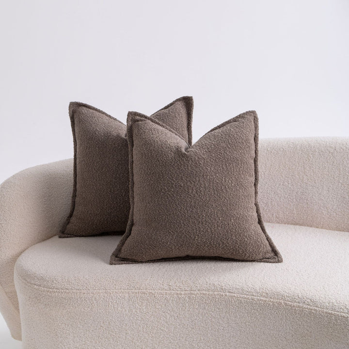 Premium Bouclé Square Cushion Pair with Sculpted Seams and Hidden Zip