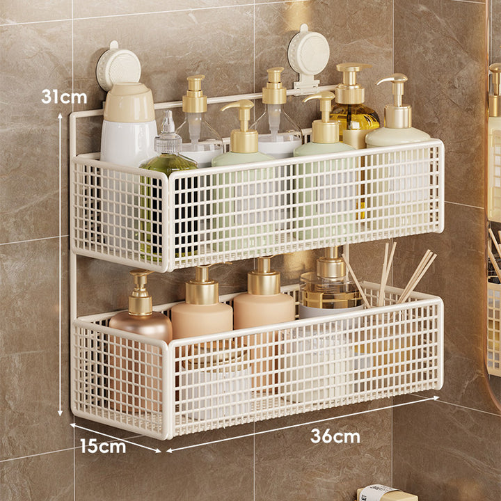 Suction-Mounted Double Mesh Shower Caddy Organizer