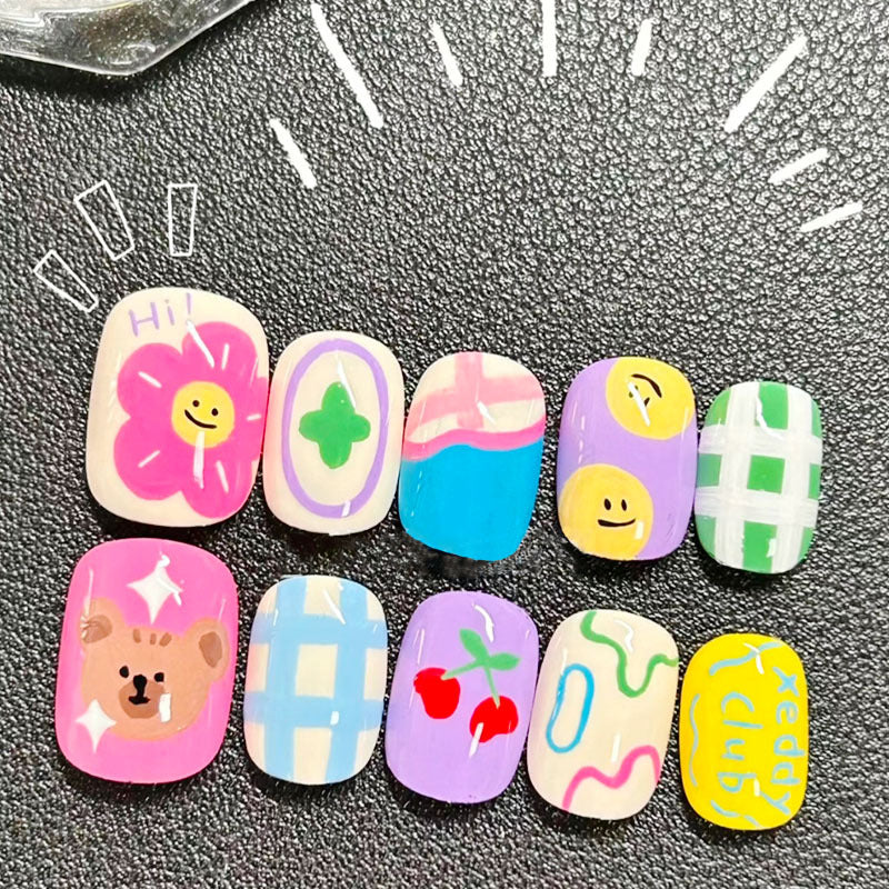 Artistic Cat-Themed Press-On Nail Art Set Stornfield