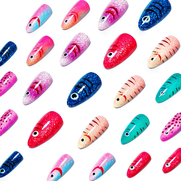 Creative artificial nails with cheerful fish design Stornfield