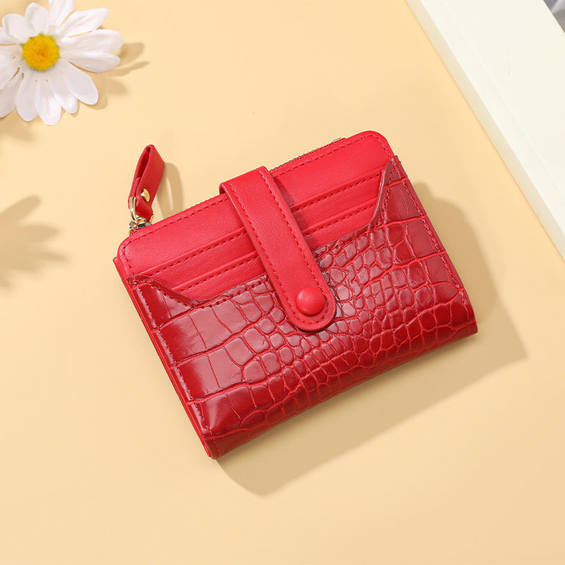 Compact Crocodile-Texture Zip Card Wallet Stornfield