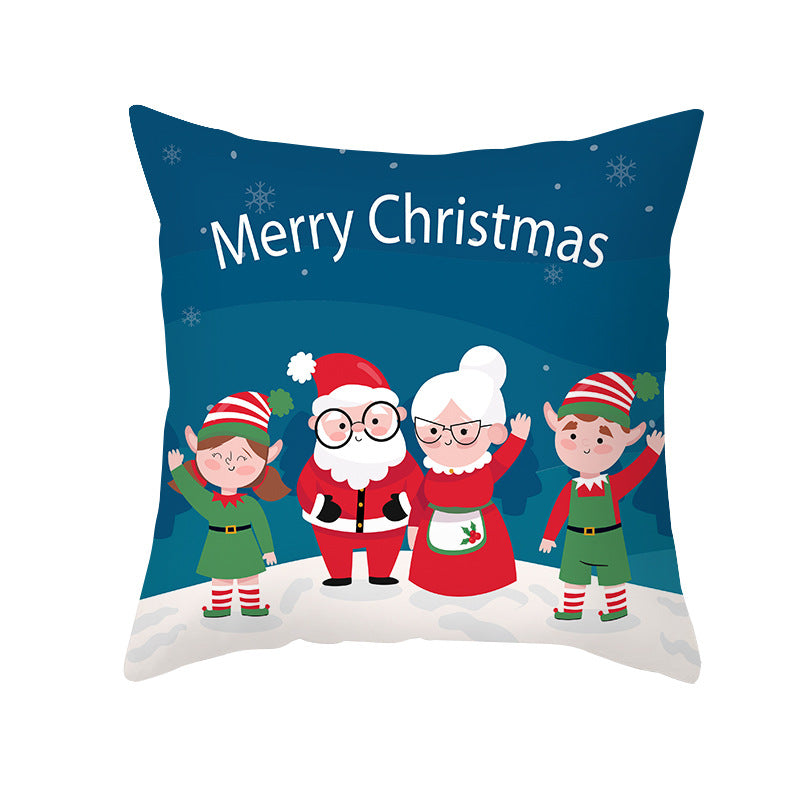 Festive Christmas Decorative Throw Pillow Cover with Holiday Gift and Snowflake Print