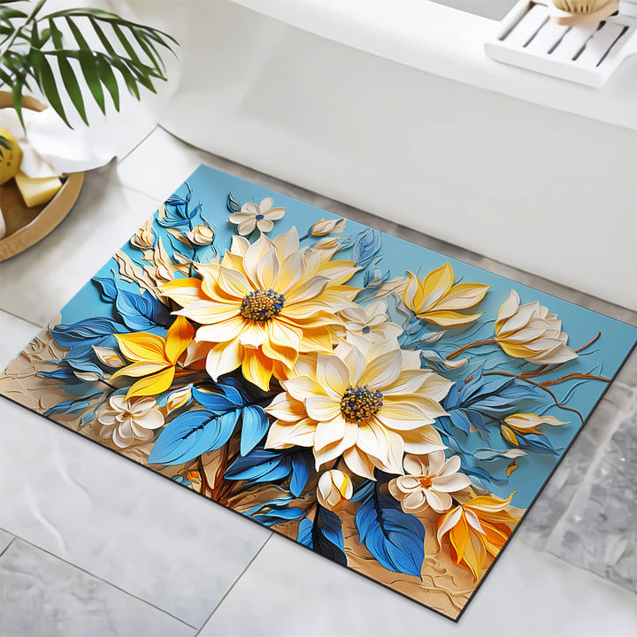 Textured Floral Design Bath Mat Stornfield