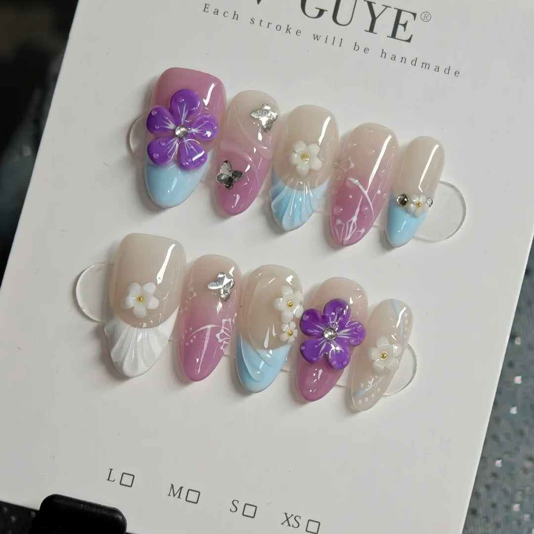 Decorative Floral Press-On Nail Set Stornfield