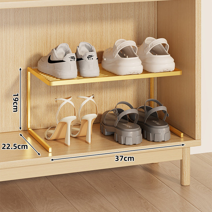 Compact Double-Layer Adjustable Shoe Shelf Riser for Cabinet and Closet