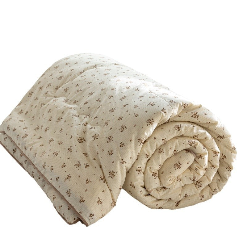 Reversible Cotton-Blend Quilted Floral Duvet-Style Throw with Plush Minky Backing