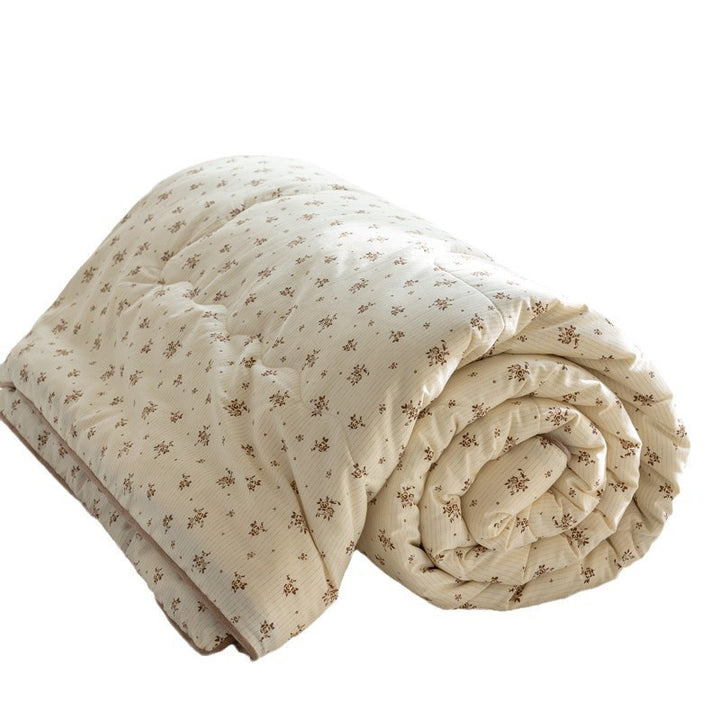 Reversible Cotton-Blend Quilted Floral Duvet-Style Throw with Plush Minky Backing