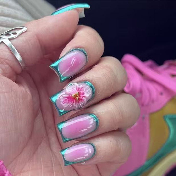 Elegant Artificial Nails with French Manicure and Glitter Effects Stornfield