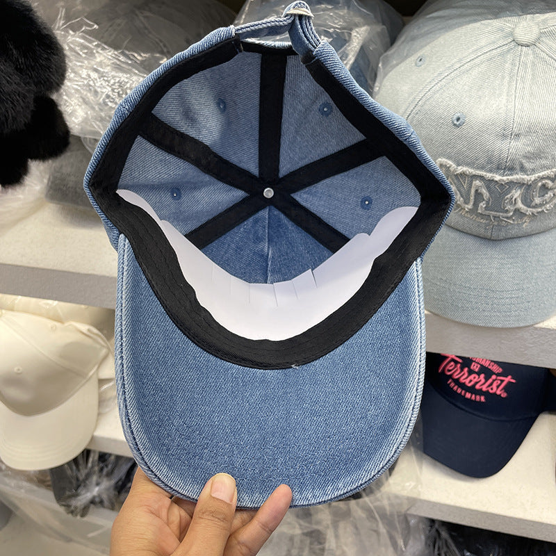 Unisex Distressed Denim Cap with NYC Embroidery Stornfield