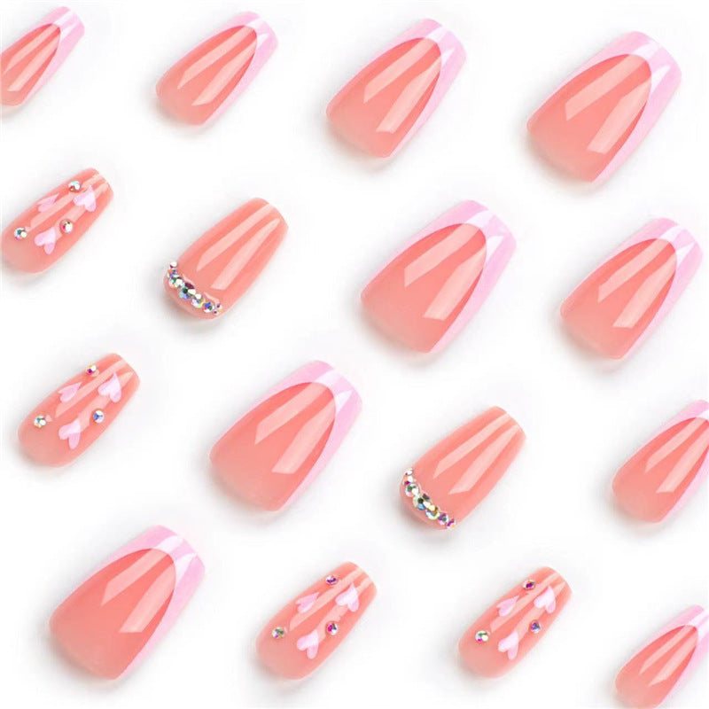 Elegant Long Press-On Nail Set with Rhinestone Accents Stornfield