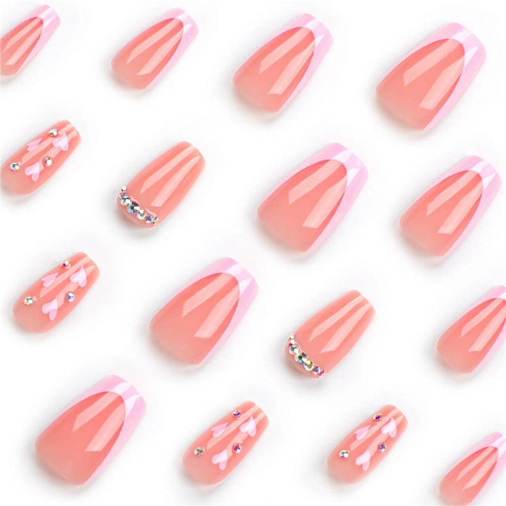 Elegant Long Press-On Nail Set with Rhinestone Accents Stornfield