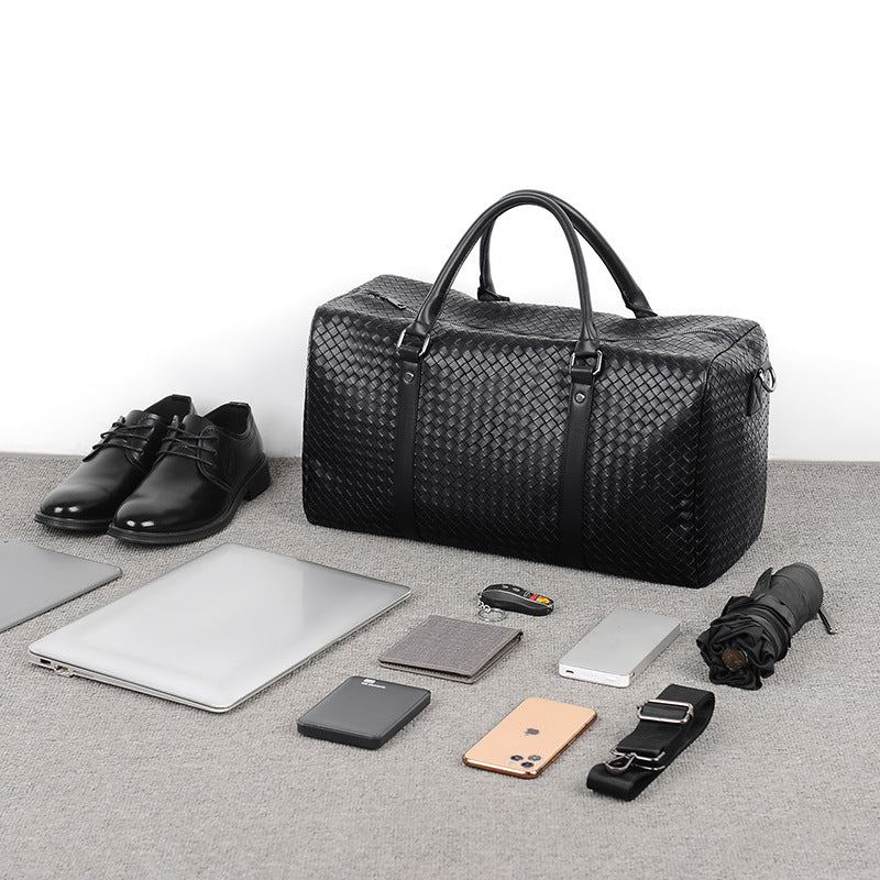 Woven Leather Travel Duffle Bag Stornfield