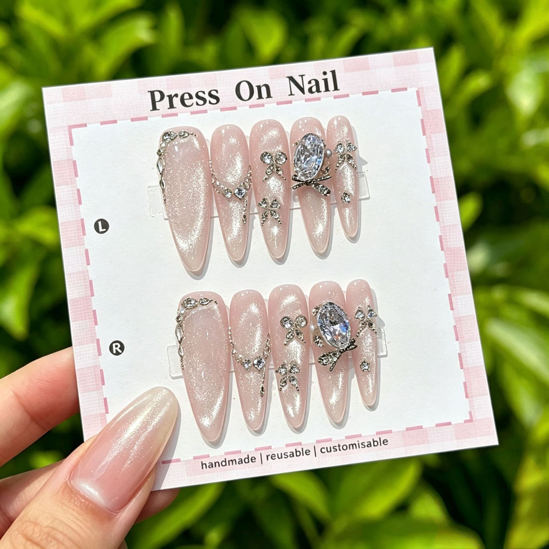 Artistic Press-On Nail Set with Floral and Patterned Designs