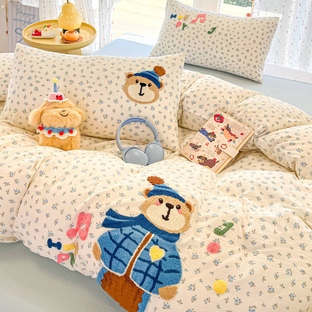 Children's Cartoon Bear-Themed Quilt Set