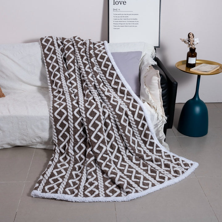 Women Cozy Reversible Blanket with Geometric Pattern Stornfield