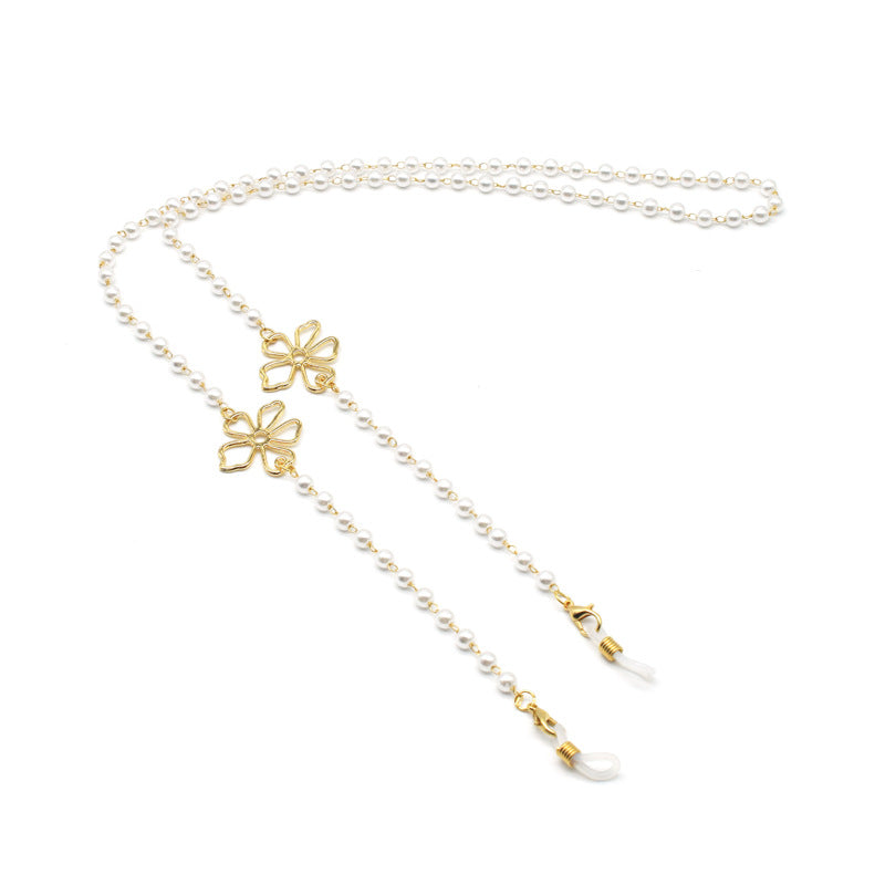 Pearl-Accented Floral Chain Eyewear Holder Stornfield