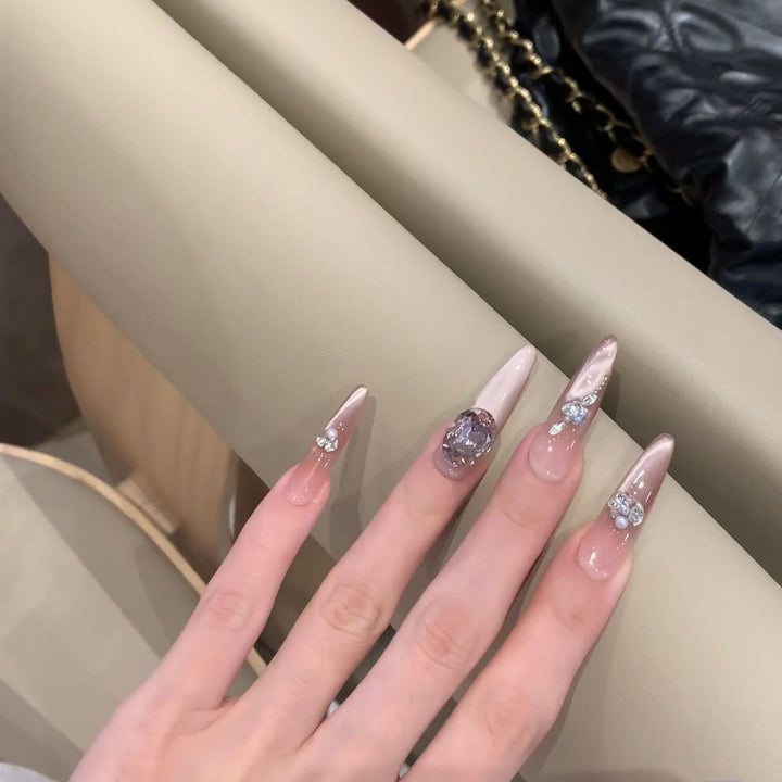 Crystal-Embellished Luxury Press-On Nails Stornfield