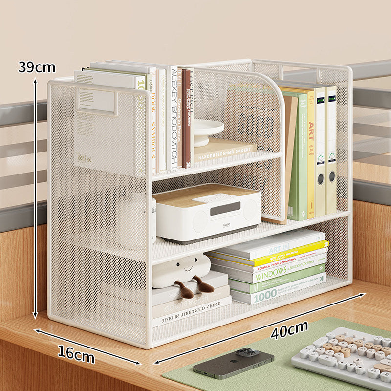 Mesh Desktop Open-Shelf Organizer with Integrated Handles and Dividers