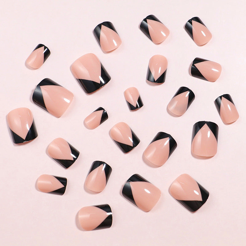 Elegant Black French Tip Press-On Nails Stornfield