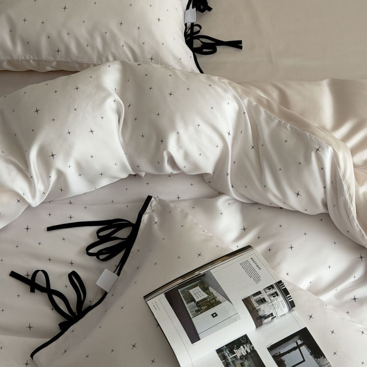 Cooling Satin-Feel Microfiber Duvet Cover Set with Hidden Closure and Corner Ties