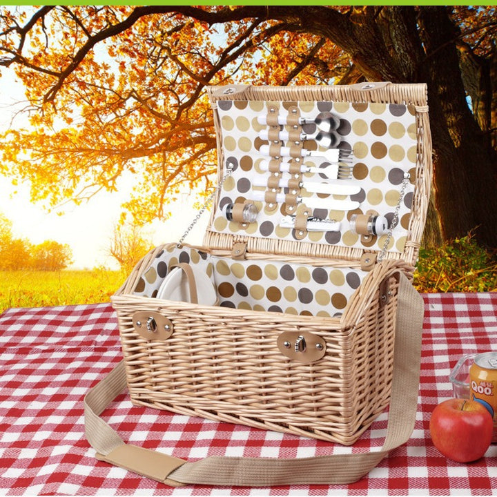 Ladies picnic basket with integrated dish set and insulated cooler bag Stornfield