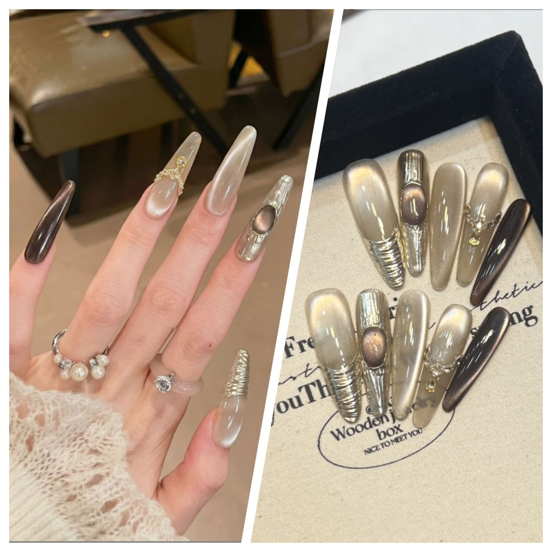 Artistic Stiletto Press-On Nail Set with Charming Patterns Stornfield