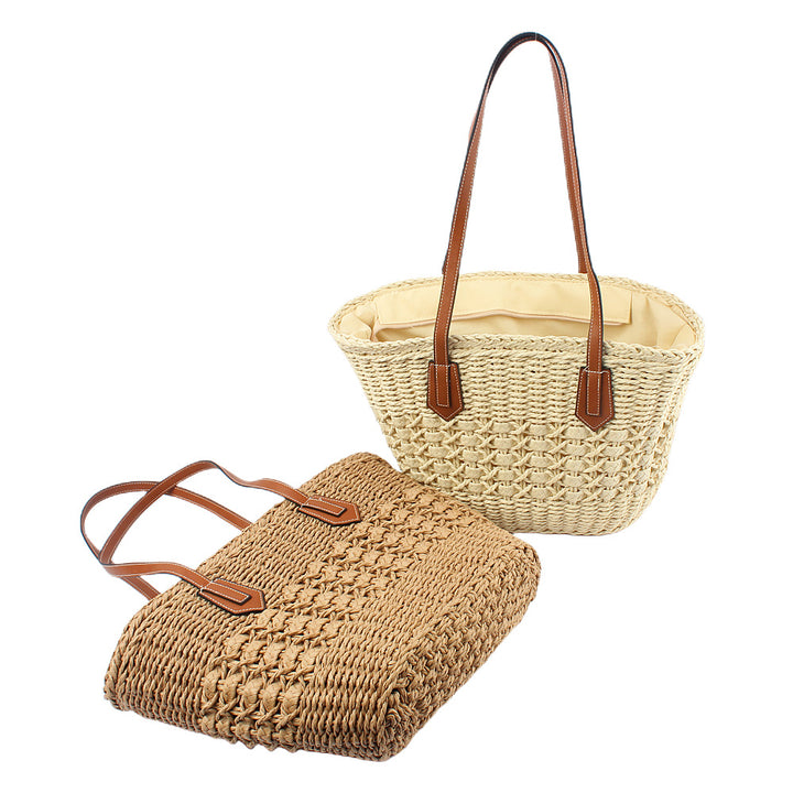 Braided tote bag with elegant faux leather handles Stornfield