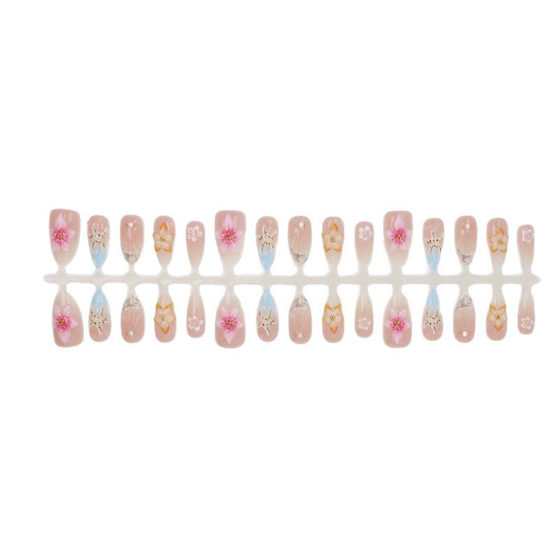 Artistic Floral-Embellished Press-On Nail Art Set Stornfield