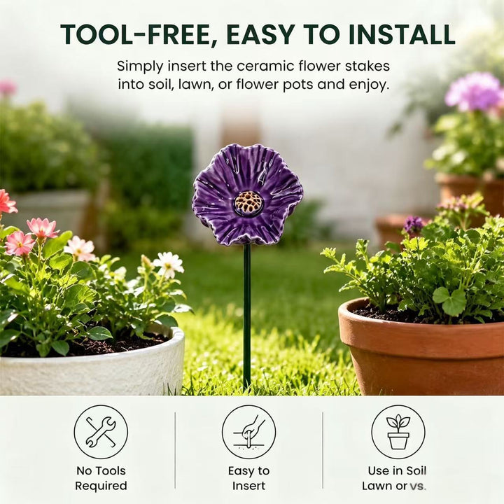 Garden Decorative Poppy Flower Stake Stornfield