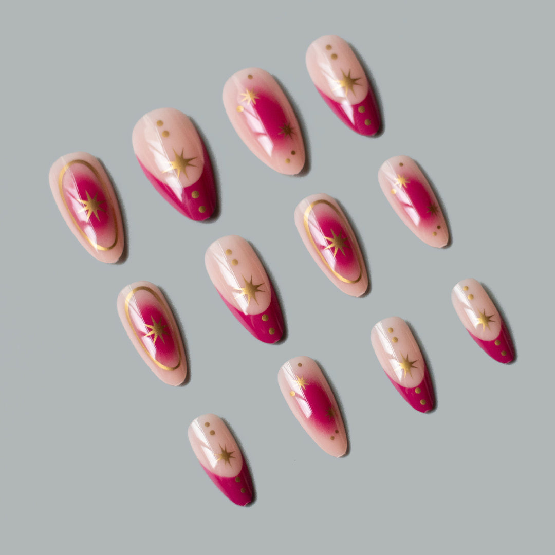 Elegant Star-Embellished Gel Nail Art