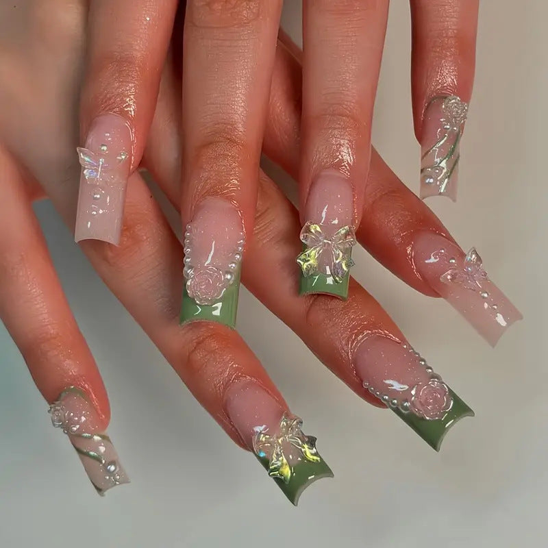 Decorative Acrylic Floral Press-On Nail Art Stornfield