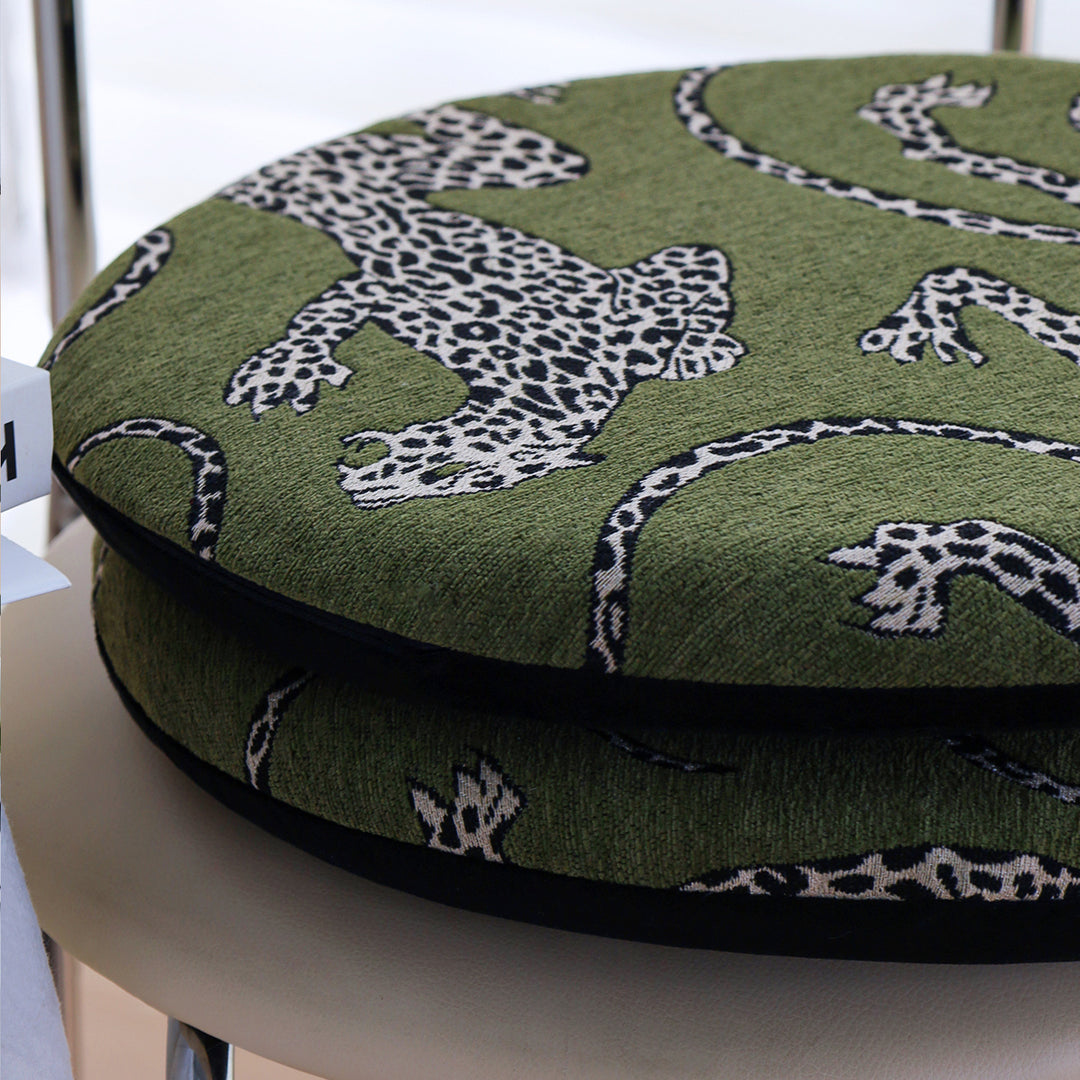 Seat cushion with leopard pattern