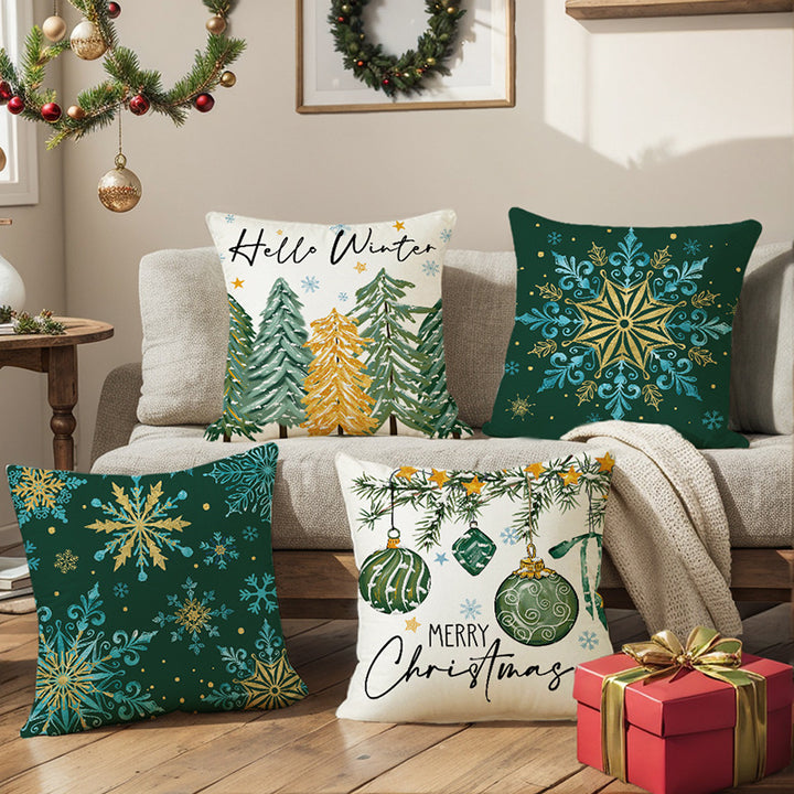 Decorative Snowflake Jacquard Throw Pillow Cover with Metallic Accents