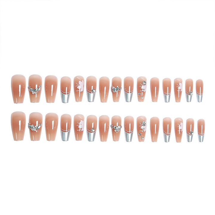 Artificial nail set with glamorous floral and glitter decorations Stornfield