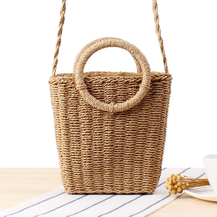 Braided Bast Shoulder Bag with Round Handle Stornfield