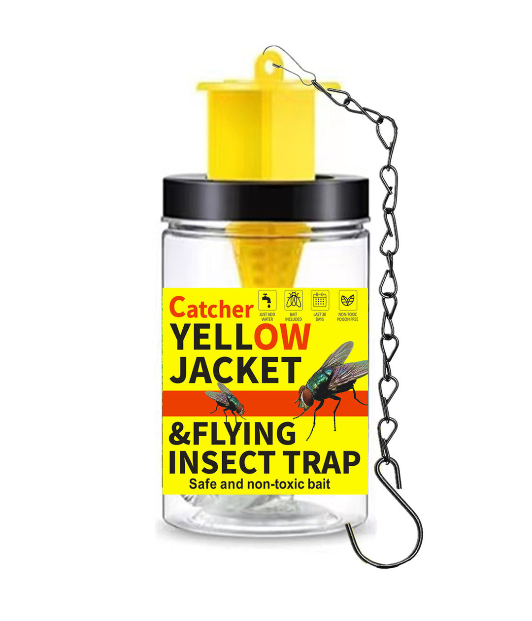 Hanging Refillable Wasp and Flying Insect Trap with Non-Toxic Bait Reservoir Stornfield