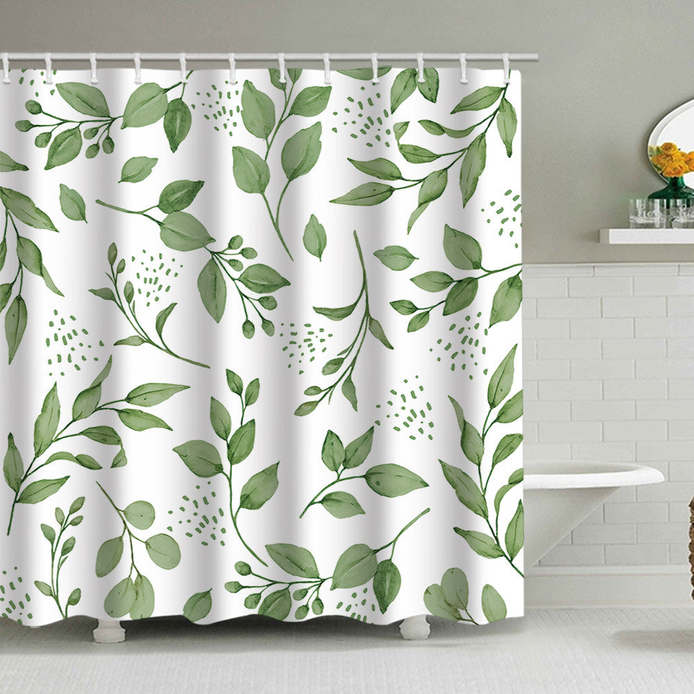 Botanical Leaf Pattern Shower Curtain Stornfield