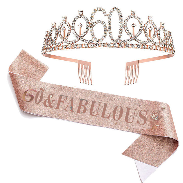 Women's Glittering Birthday Tiara Set with Sash Stornfield