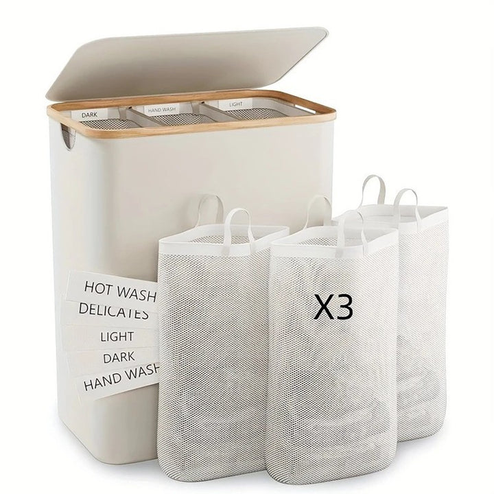 High-quality laundry basket with lid and handle Stornfield