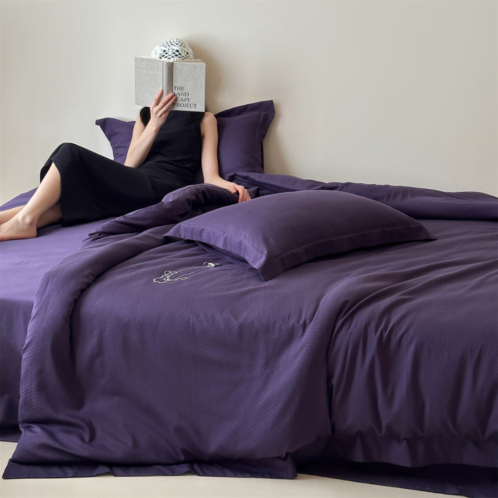 High-quality cotton satin bedding set with fine satin binding
