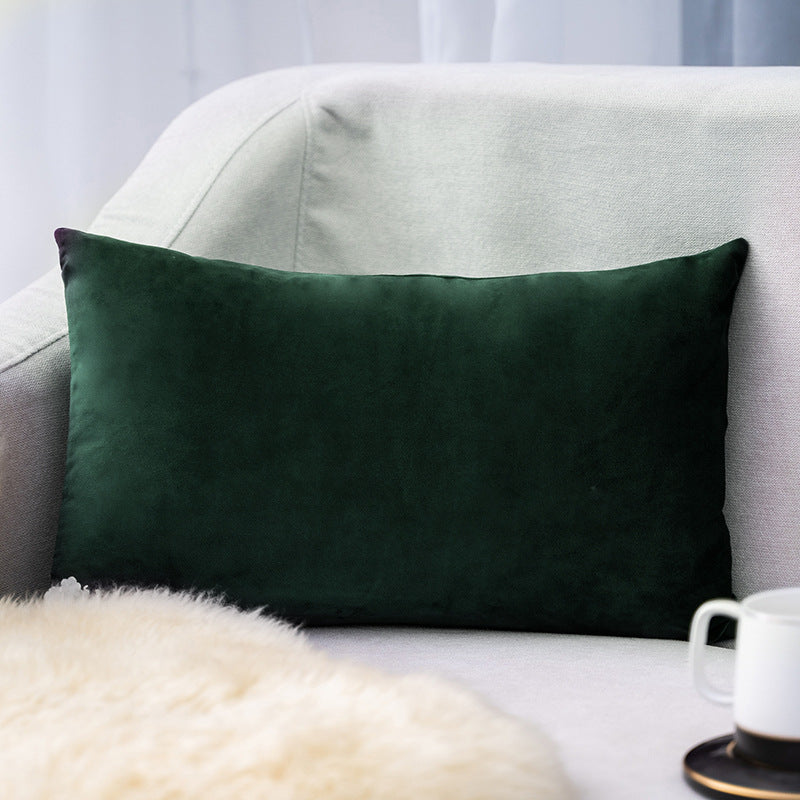 Plush Velvet Lumbar Pillow Cover with Hidden Zipper and Removable Insert Support