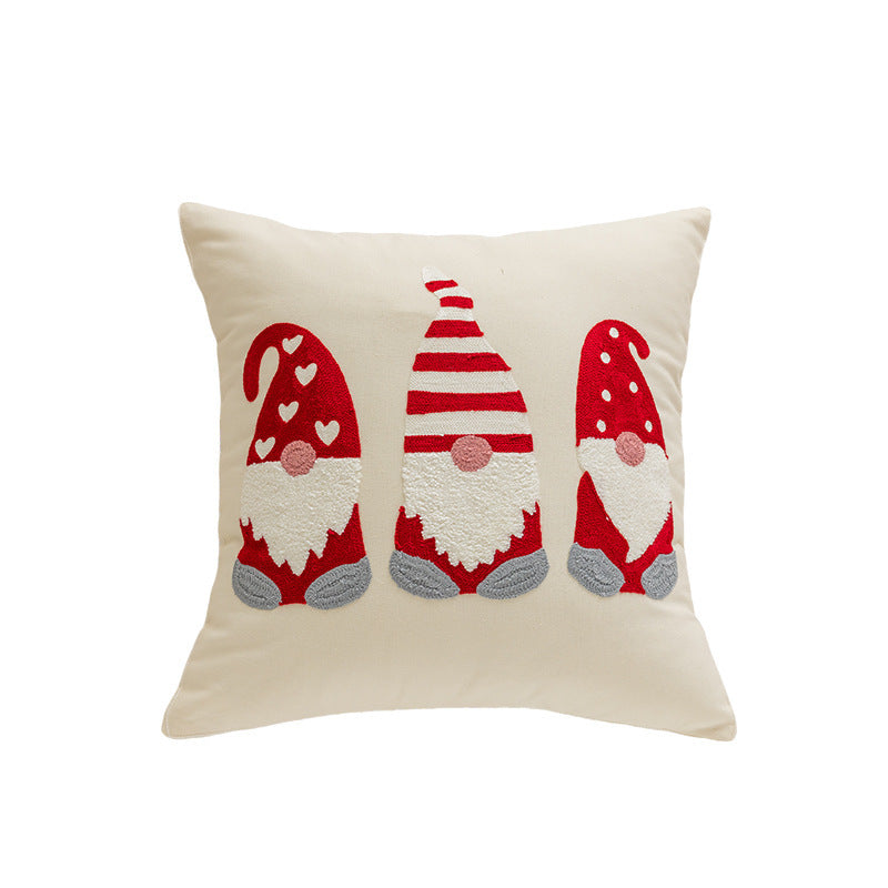 Holiday Tufted Chenille Square Throw Pillow with Raised Tree Motif and Hidden Zipper