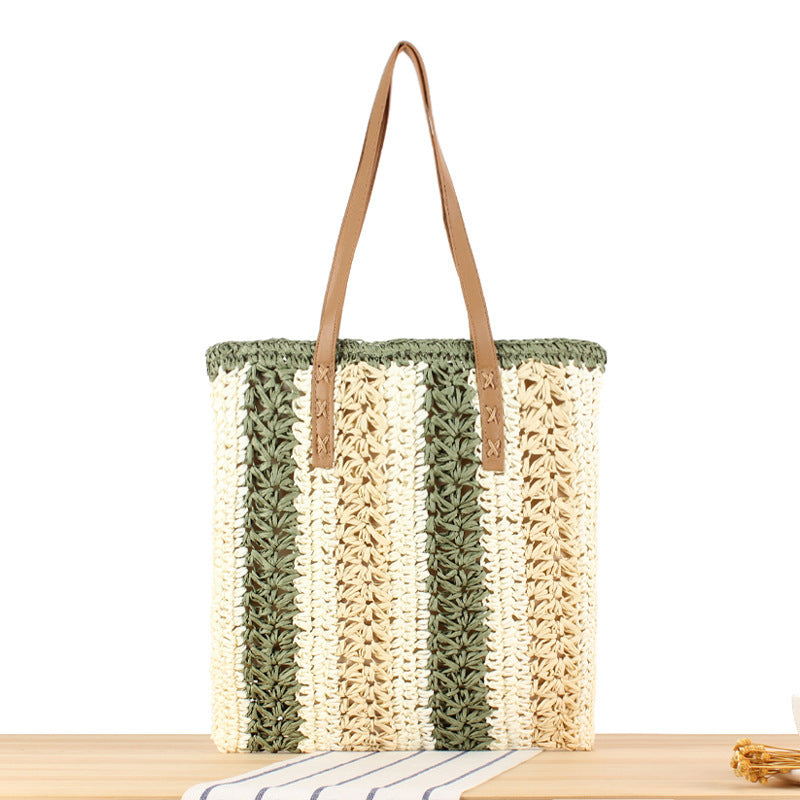 Braided tote bag with elegant leather handles Stornfield