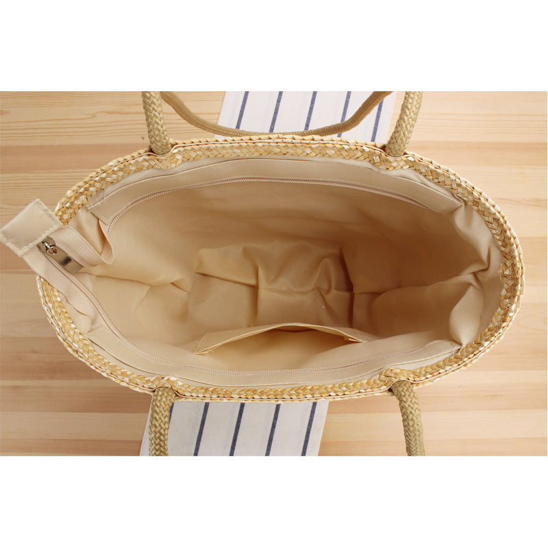 Handcrafted straw bag with long handles Stornfield