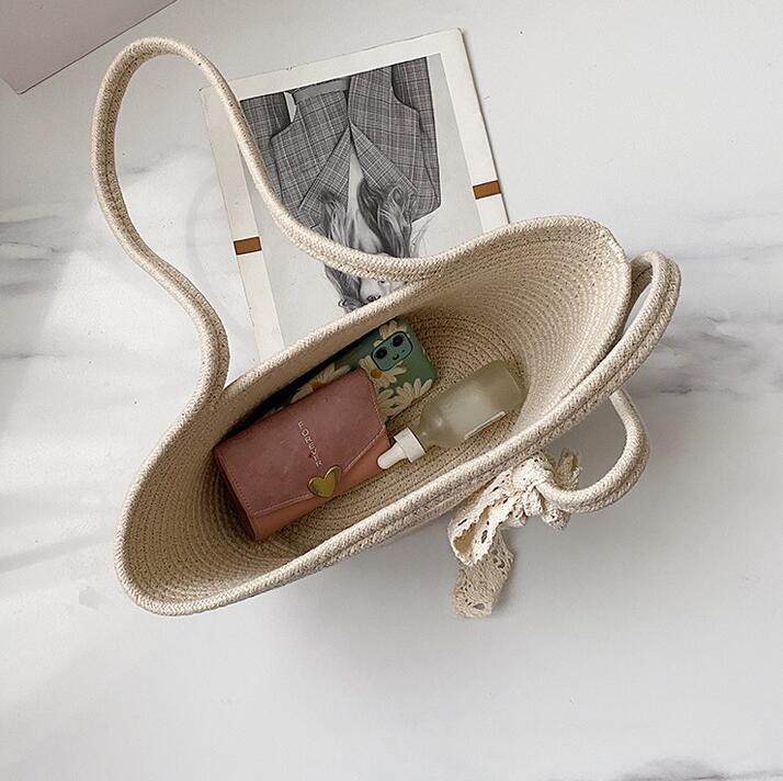 Elegant Bast Handbag with Lace Accent Stornfield