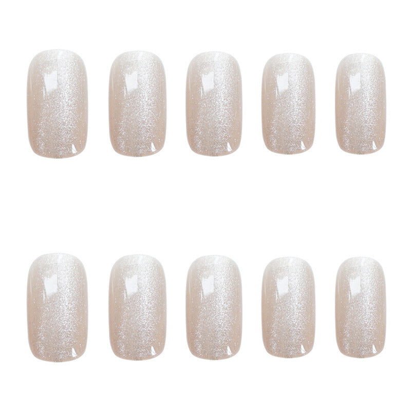 Glittery Natural Finish Press-On Nail Set Stornfield