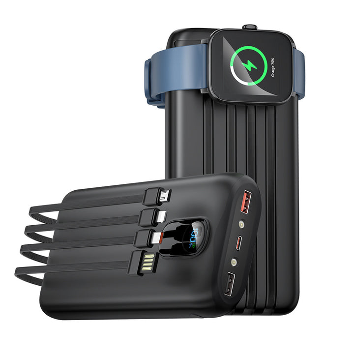 Portable power bank with integrated charging cables and LCD screen Stornfield